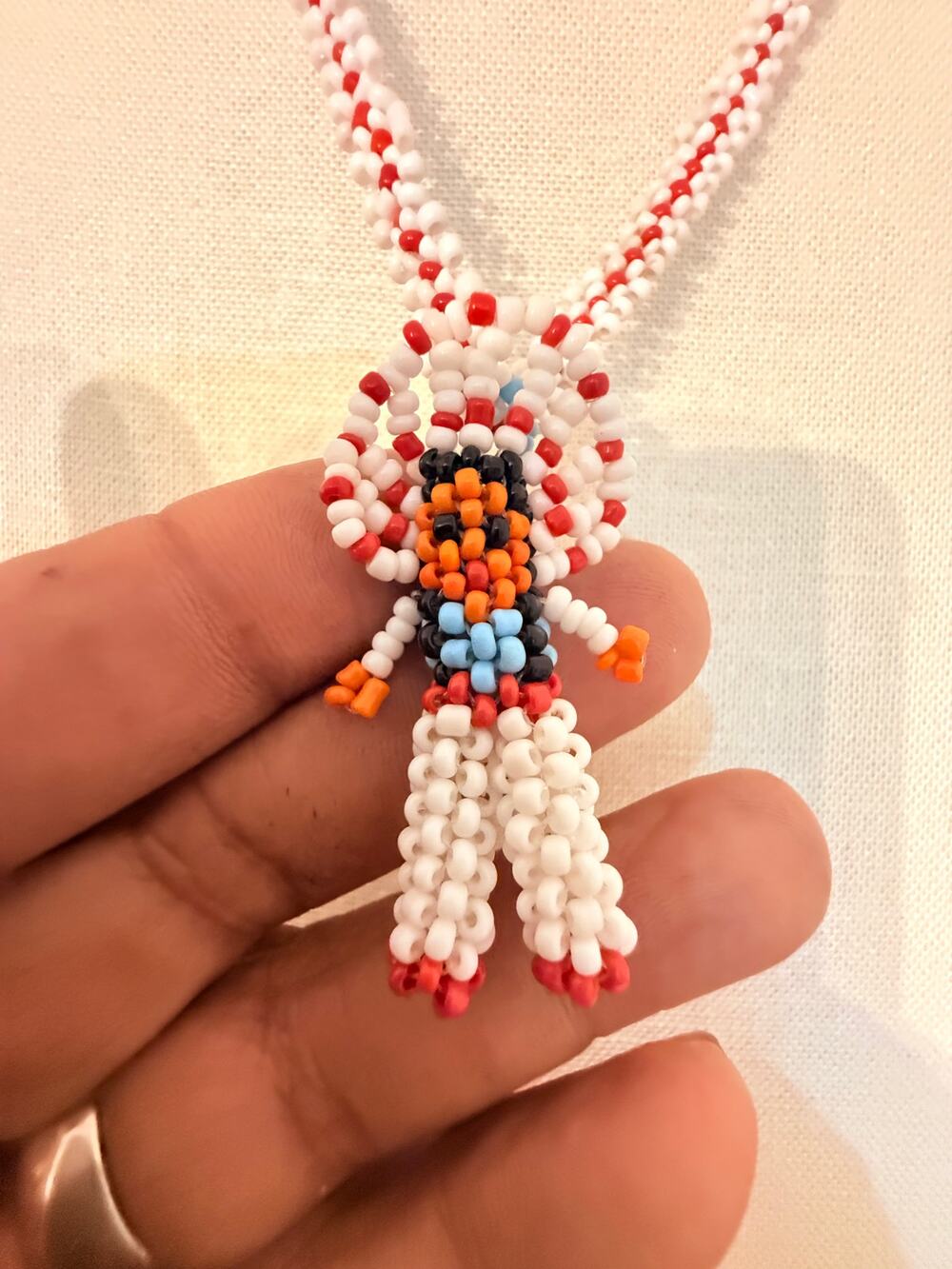 Native American Style Beaded Dancer Pendant Necklace 24”
